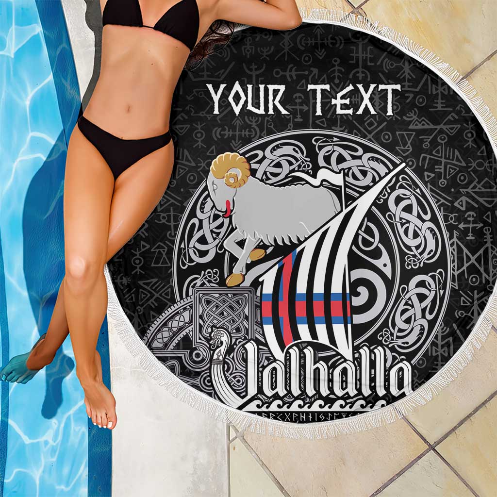 Personalized Viking Faroe Islands Beach Blanket Valhalla Viking Pattern