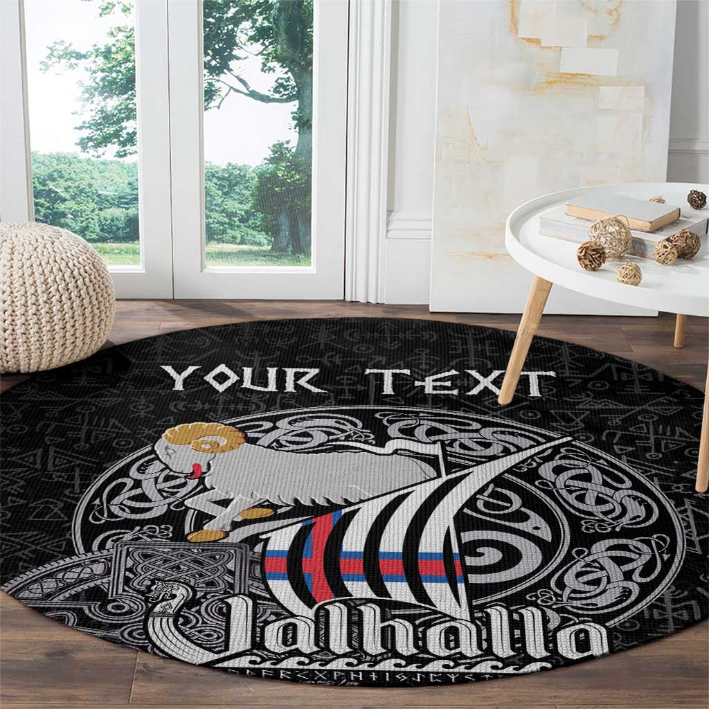 Personalized Viking Faroe Islands Round Carpet Valhalla Viking Pattern