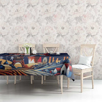 French American Heritage Month Tablecloth Gallic Rooster And Bald Eagle