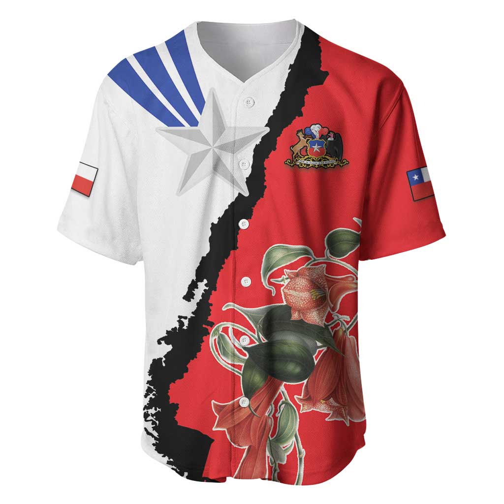 Chile Lapageria Rosea Baseball Jersey With Flag Color - Wonder Print Shop