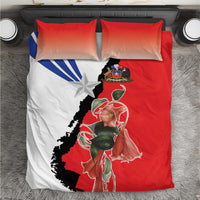Chile bedding set with red, white, blue, and black flag graphic; duvet and two pillows