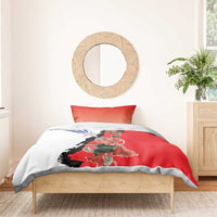 Chile bedding set with red, white, blue, and black flag artwork; duvet cover with pillow