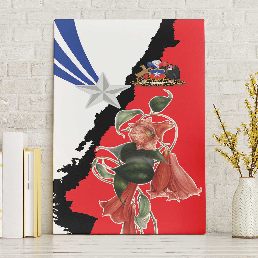 Chile Lapageria Rosea Canvas Wall Art With Flag Color - Wonder Print Shop