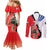 Chile Lapageria Rosea Couples Matching Mermaid Dress and Long Sleeve Button Shirt With Flag Color