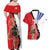 Chile Lapageria Rosea Couples Matching Off Shoulder Maxi Dress and Hawaiian Shirt With Flag Color - Wonder Print Shop