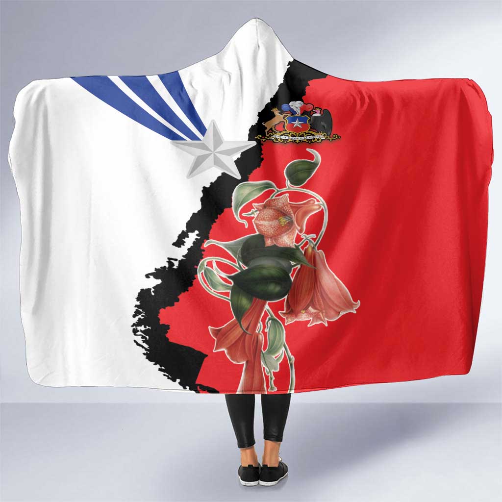 Chile Lapageria Rosea Hooded Blanket With Flag Color