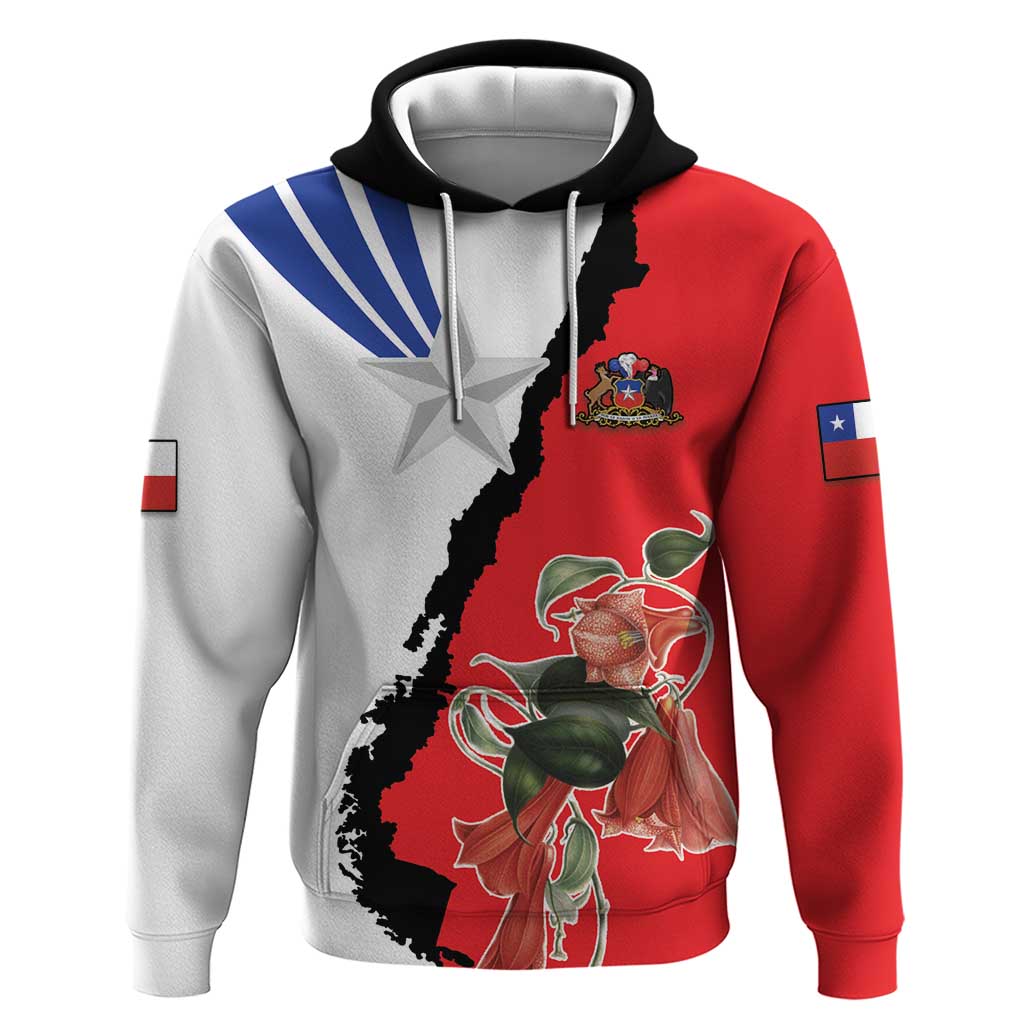 Chile Lapageria Rosea Hoodie With Flag Color - Wonder Print Shop