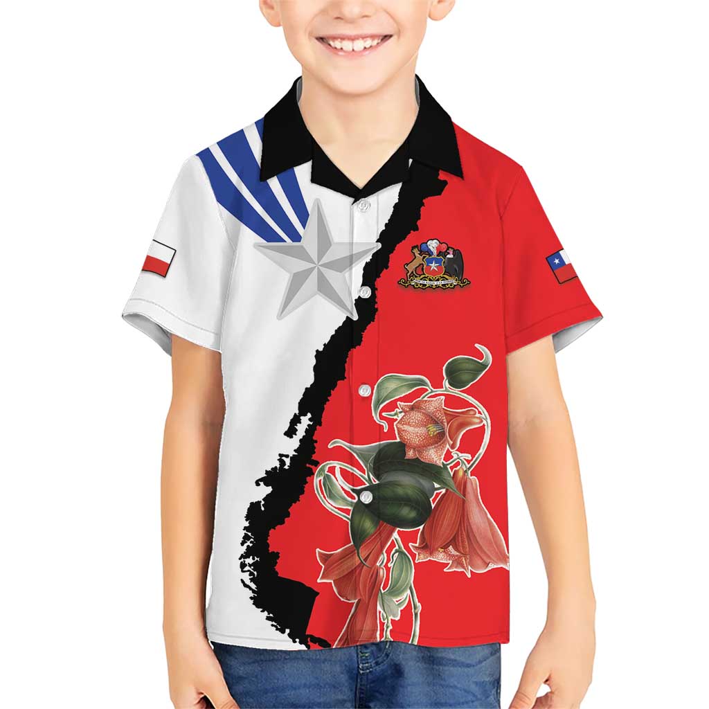 Chile Lapageria Rosea Kid Hawaiian Shirt With Flag Color - Wonder Print Shop