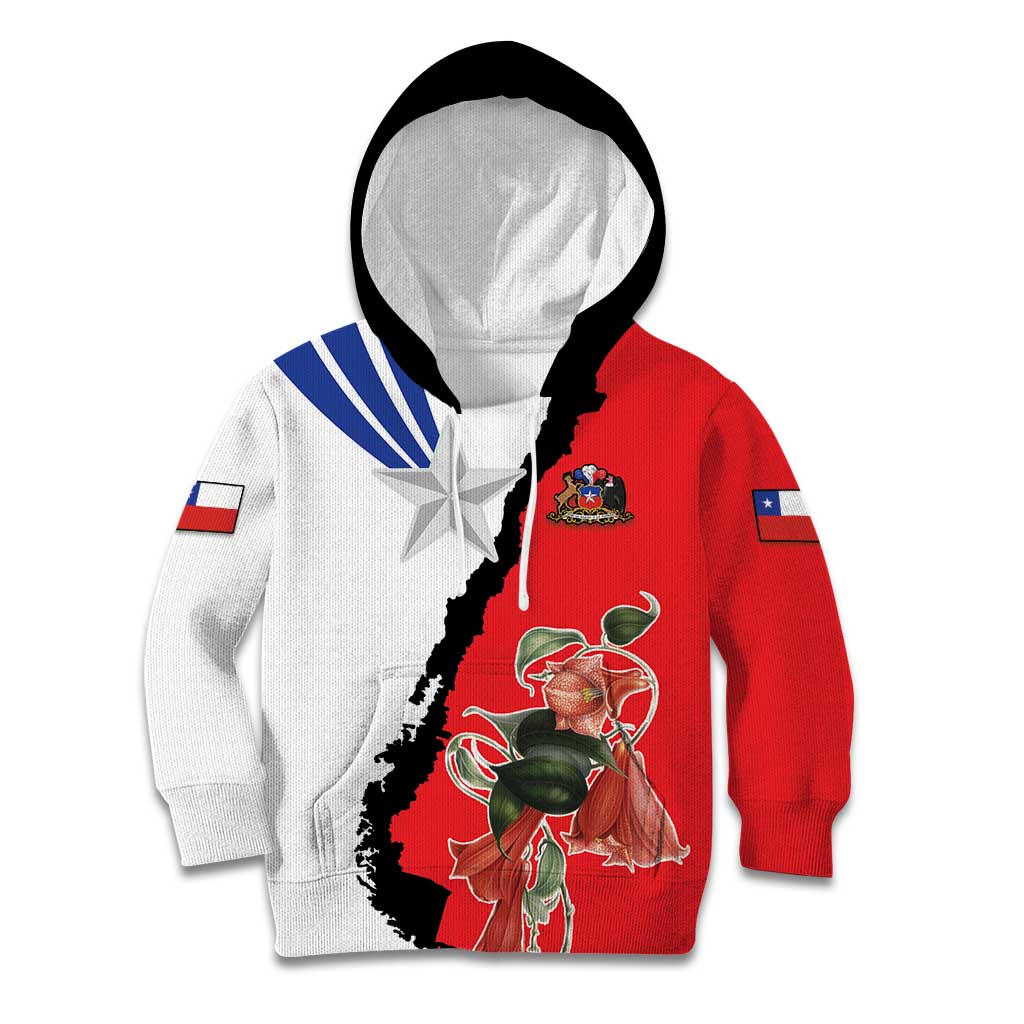 Chile Lapageria Rosea Kid Hoodie With Flag Color - Wonder Print Shop