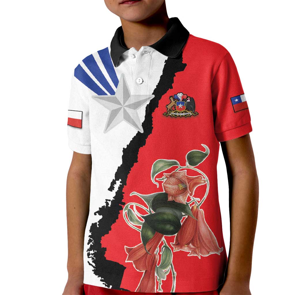 Chile Lapageria Rosea Kid Polo Shirt With Flag Color - Wonder Print Shop