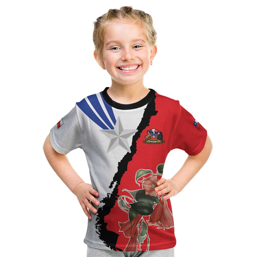 Chile Lapageria Rosea Kid T Shirt With Flag Color - Wonder Print Shop