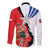 Chile Lapageria Rosea Long Sleeve Button Shirt With Flag Color - Wonder Print Shop