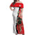 Chile Lapageria Rosea Off Shoulder Maxi Dress With Flag Color - Wonder Print Shop