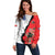 Chile Lapageria Rosea Off Shoulder Sweater With Flag Color - Wonder Print Shop