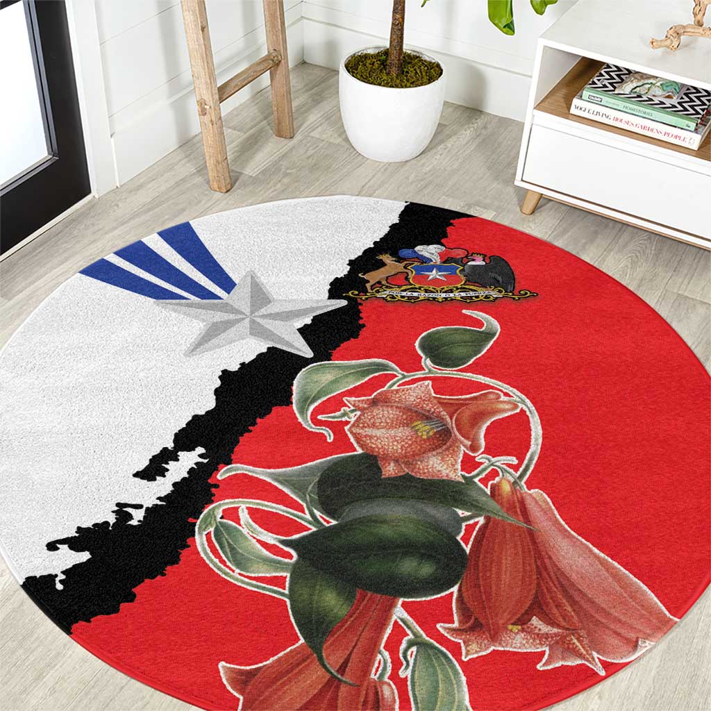 Chile Lapageria Rosea Round Carpet With Flag Color