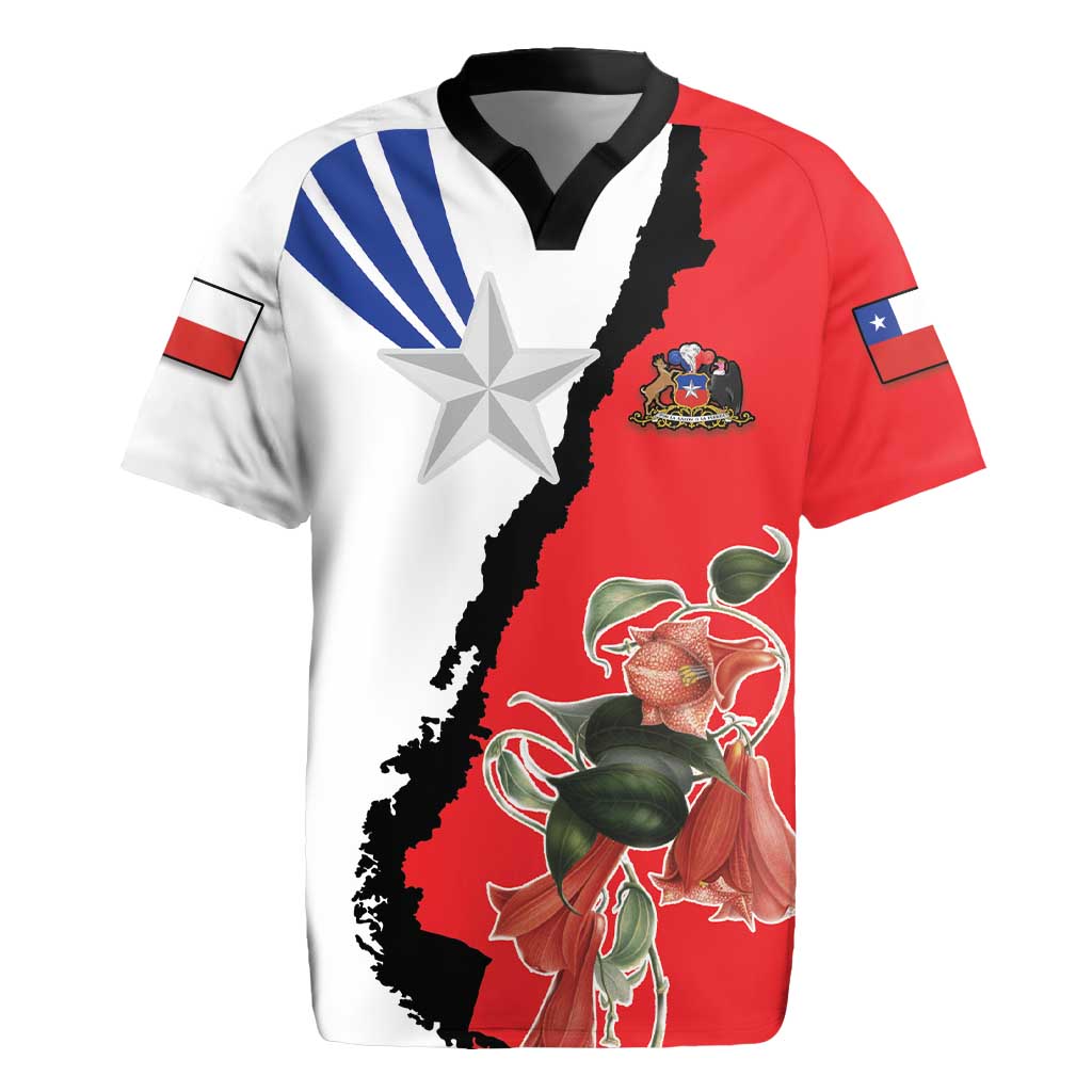 Chile Lapageria Rosea Rugby Jersey With Flag Color - Wonder Print Shop