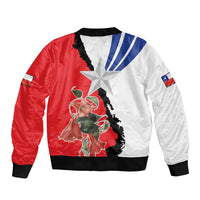 Unisex red, white and blue zip bomber jacket with Chile flag graphic and star