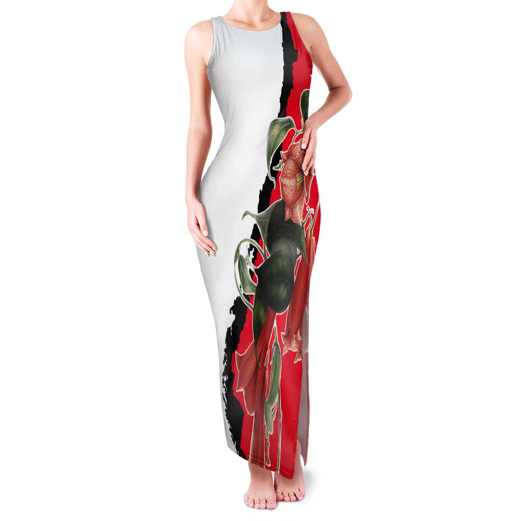 Chile Lapageria Rosea Tank Maxi Dress With Flag Color - Wonder Print Shop