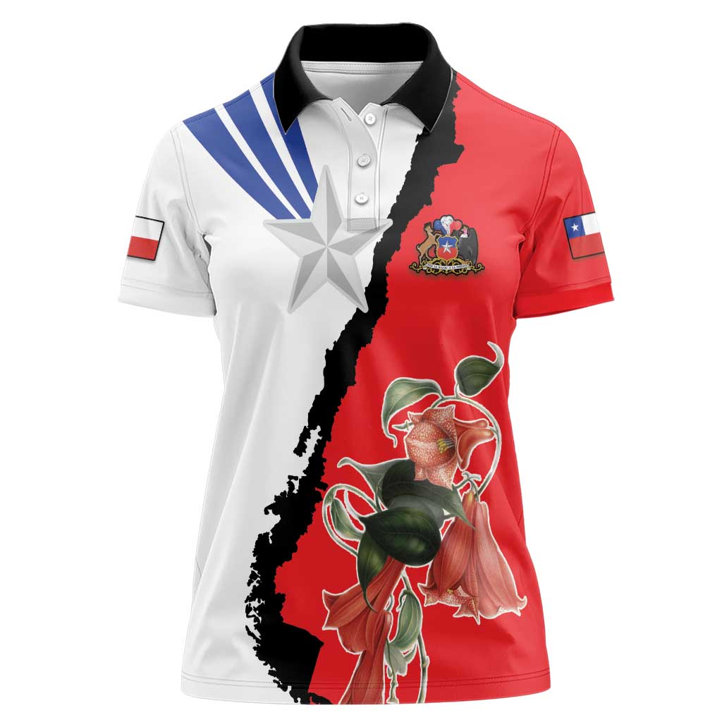 Chile Lapageria Rosea Women Polo Shirt With Flag Color - Wonder Print Shop