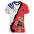 Chile Lapageria Rosea Women V-Neck T-Shirt With Flag Color - Wonder Print Shop