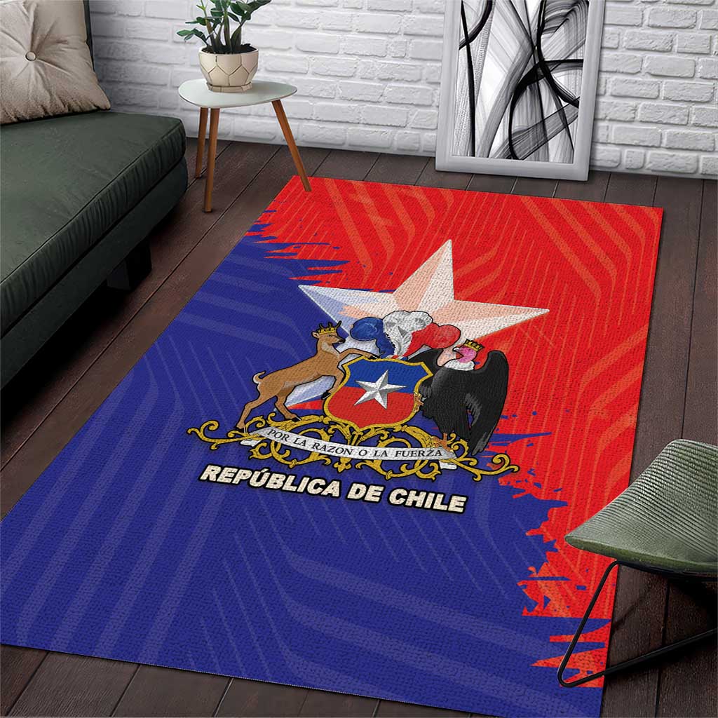 Chile Coat Of Arms Area Rug With Flag Style - Wonder Print Shop