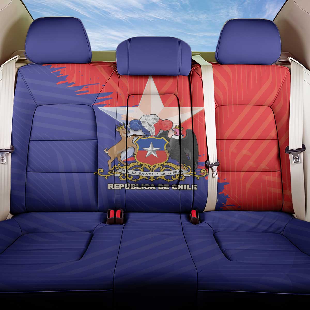 Chile Coat Of Arms Back Car Seat Cover With Flag Style - Wonder Print Shop