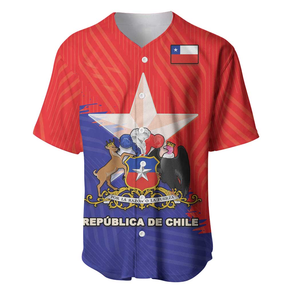 Chile Coat Of Arms Baseball Jersey With Flag Style - Wonder Print Shop