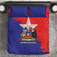 Chile flag bedding set with red and blue coat of arms design on duvet and pillows