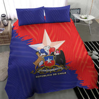 Chile flag bedding set with red and blue coat of arms duvet and two matching pillowcases
