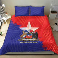 Chile flag bedding set with red-blue coat of arms duvet and two blue pillowcases