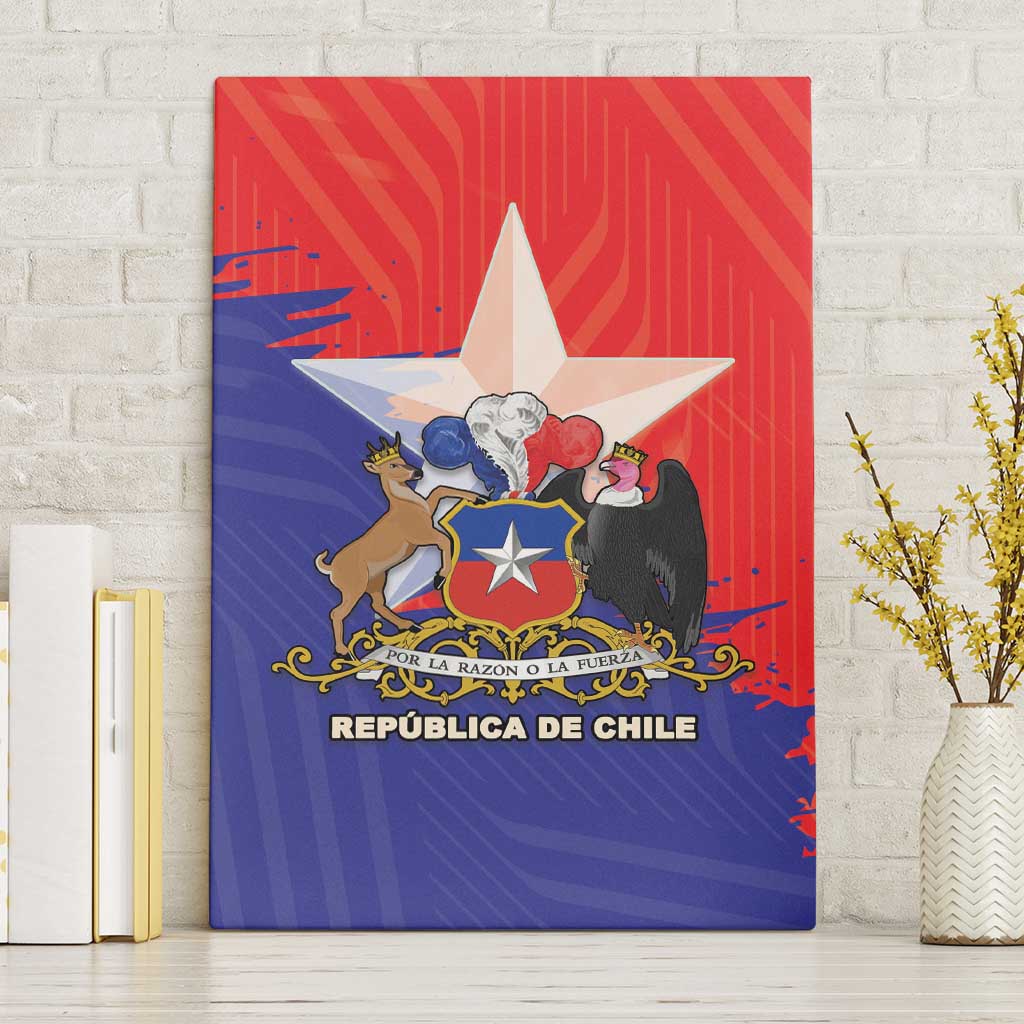 Chile Coat Of Arms Canvas Wall Art With Flag Style - Wonder Print Shop