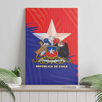 Chile coat of arms canvas wall art with star and figures on red-blue flag design