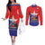 Chile Coat Of Arms Couples Matching Off The Shoulder Long Sleeve Dress and Long Sleeve Button Shirt With Flag Style