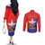 Chile Coat Of Arms Couples Matching Off The Shoulder Long Sleeve Dress and Long Sleeve Button Shirt With Flag Style