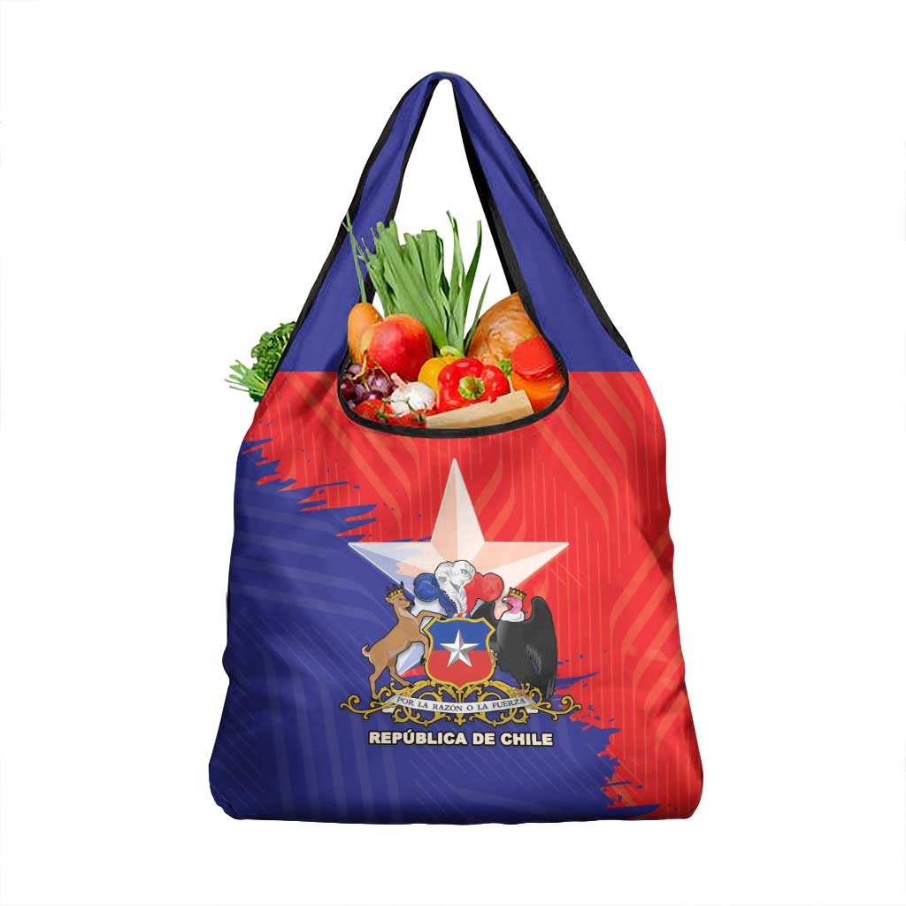 Chile Coat Of Arms Grocery Bag With Flag Style