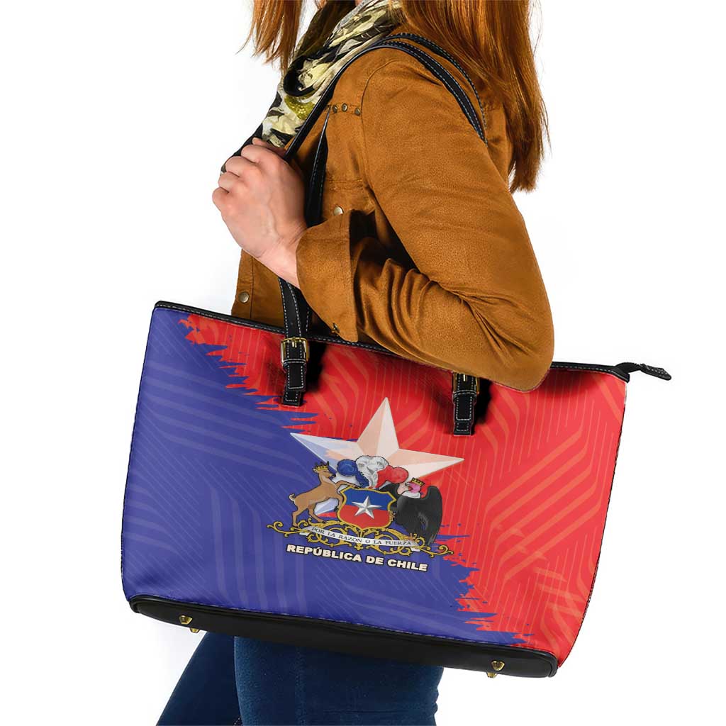 Chile Coat Of Arms Leather Tote Bag With Flag Style - Wonder Print Shop