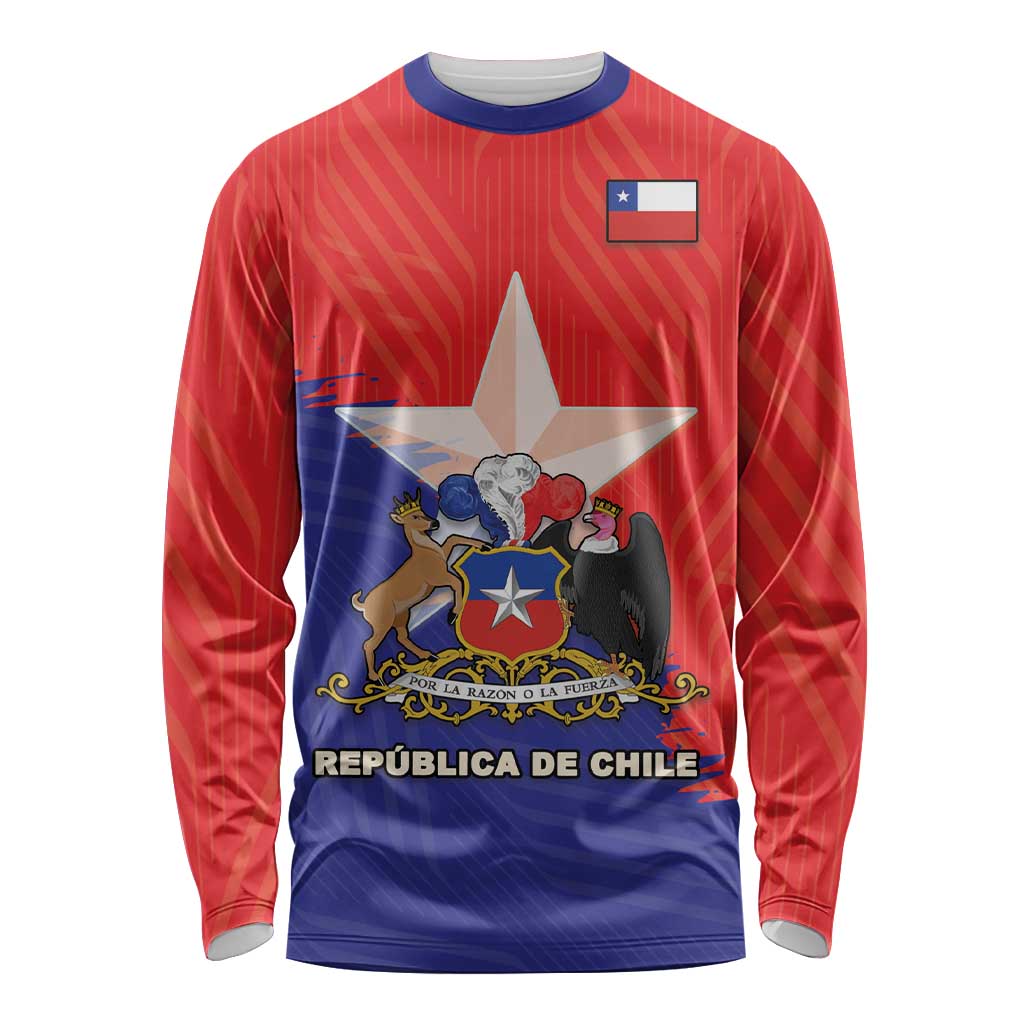 Chile Coat Of Arms Long Sleeve Shirt With Flag Style - Wonder Print Shop