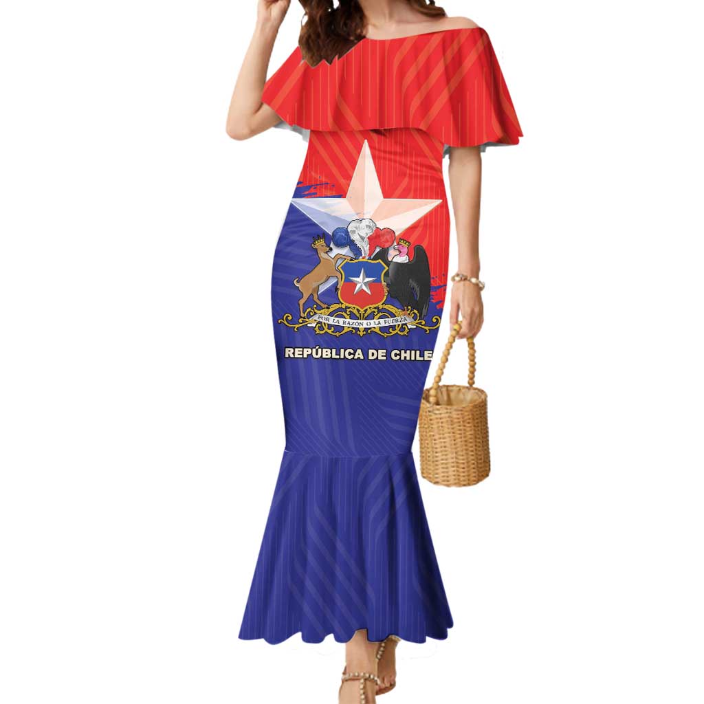 Chile Coat Of Arms Mermaid Dress With Flag Style - Wonder Print Shop