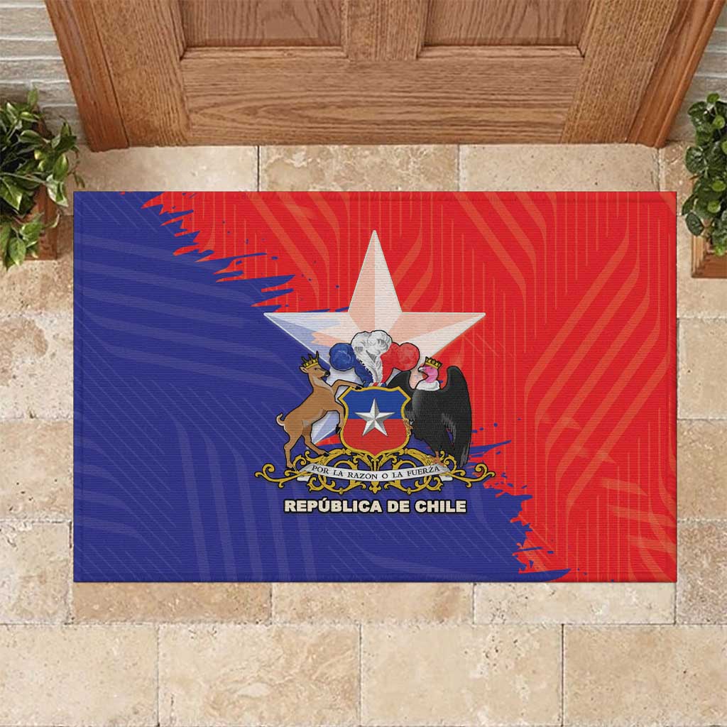 Chile Coat Of Arms Rubber Doormat With Flag Style - Wonder Print Shop