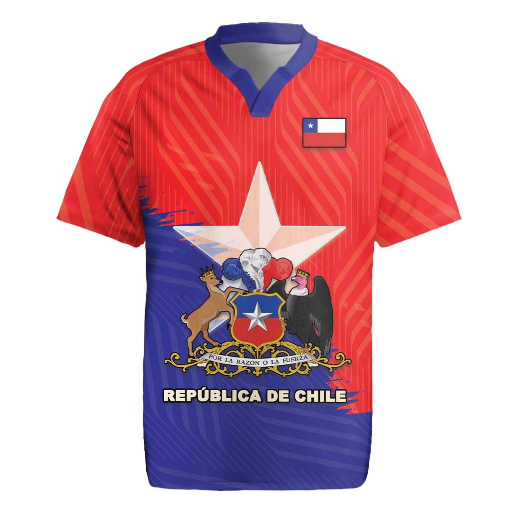 Chile Coat Of Arms Rugby Jersey With Flag Style - Wonder Print Shop