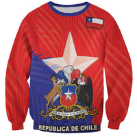 Unisex red Chile sweatshirt with coat of arms graphic, Chile flag patch, crew neck