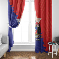 Chile window curtain panels with coat of arms design and red/blue flag coloring