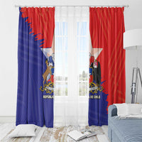 Chile flag-style window curtain panel set with coat of arms print and hanging rings