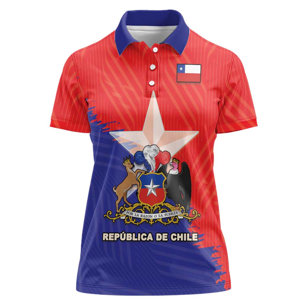 Chile Coat Of Arms Women Polo Shirt With Flag Style - Wonder Print Shop