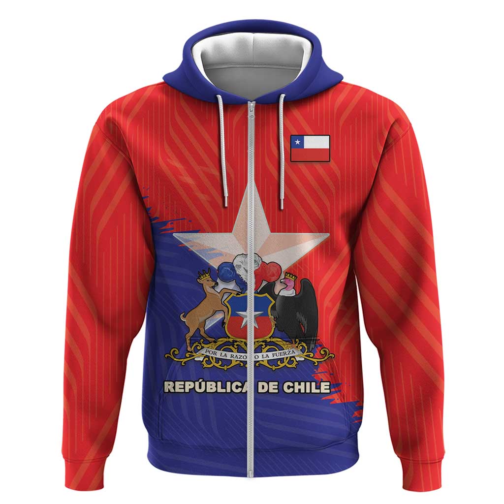 Chile Coat Of Arms Zip Hoodie With Flag Style - Wonder Print Shop