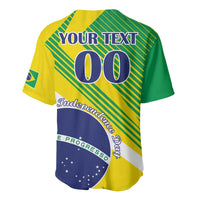 Green and yellow baseball jersey with blue '00', 'YOUR TEXT', and Brazil flag graphics