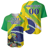 Pair of green and yellow baseball jerseys with '1822' and '00' Brazil flag designs