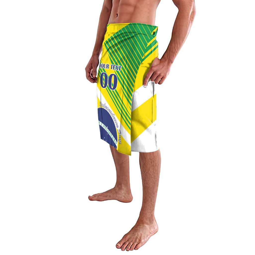 Brazil flag sarong with blue circle emblem and YOUR TEXT 00 print on green/yellow