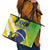 Custom Brazil Independence Day Leather Tote Bag Toco Toucan Ordem e Progresso