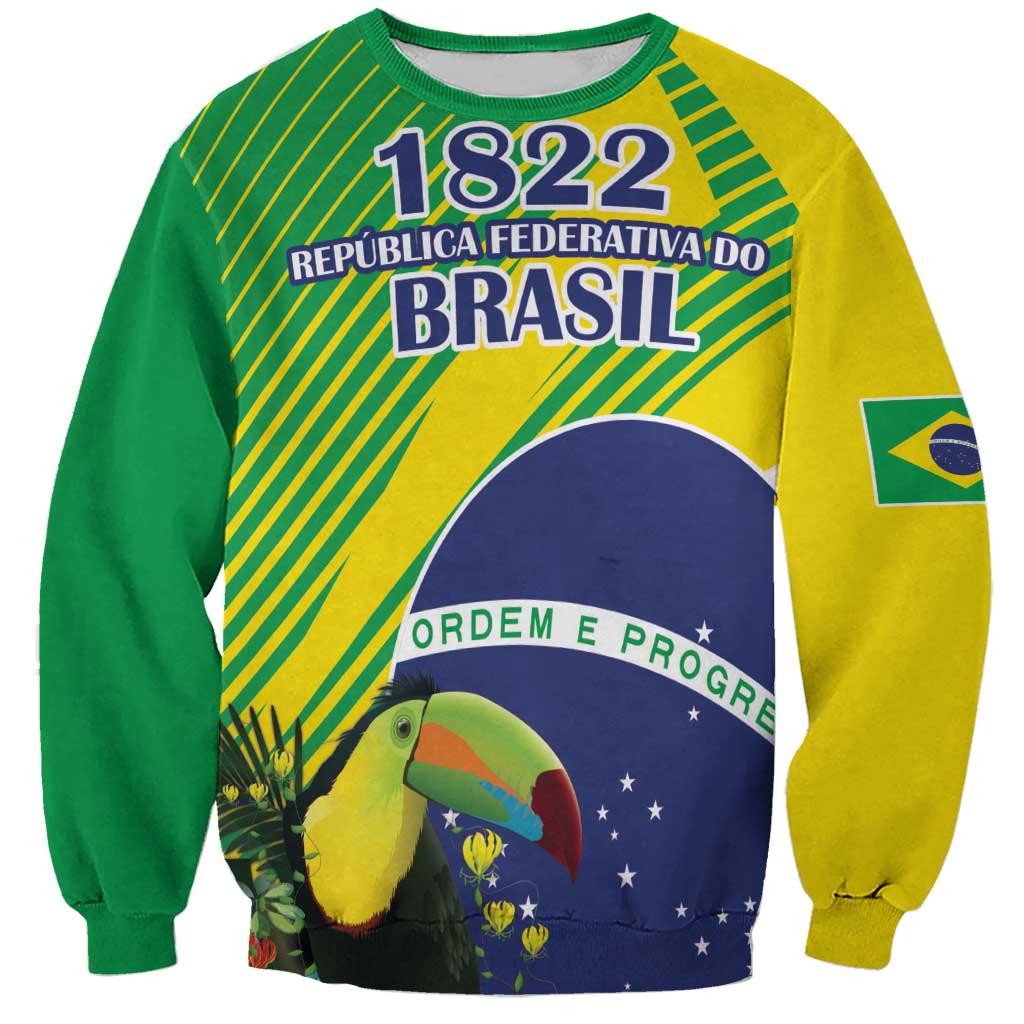Unisex Brazil sweatshirt with toucan graphic, '1822' and 'Ordem e Progresso' print